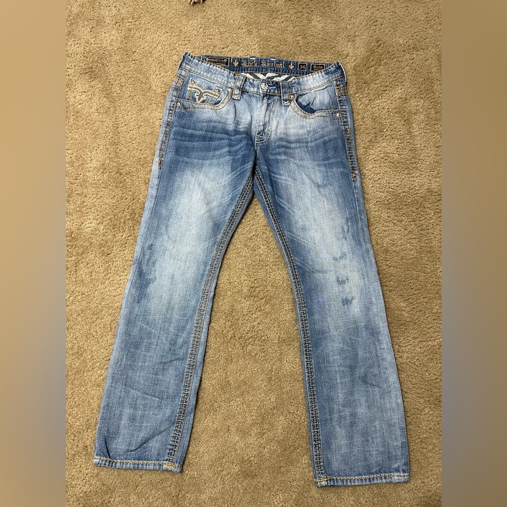 Men’s Rock Revival Jeans Morton Straight Size 34